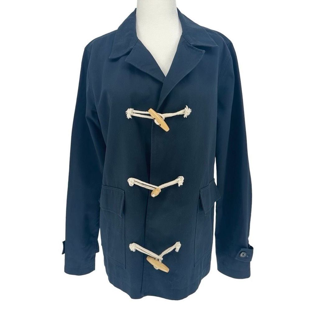 Jenni Kayne Toggle Nautical Twill Cotton‎ Jacket Coat Est Size Small Navy Blue